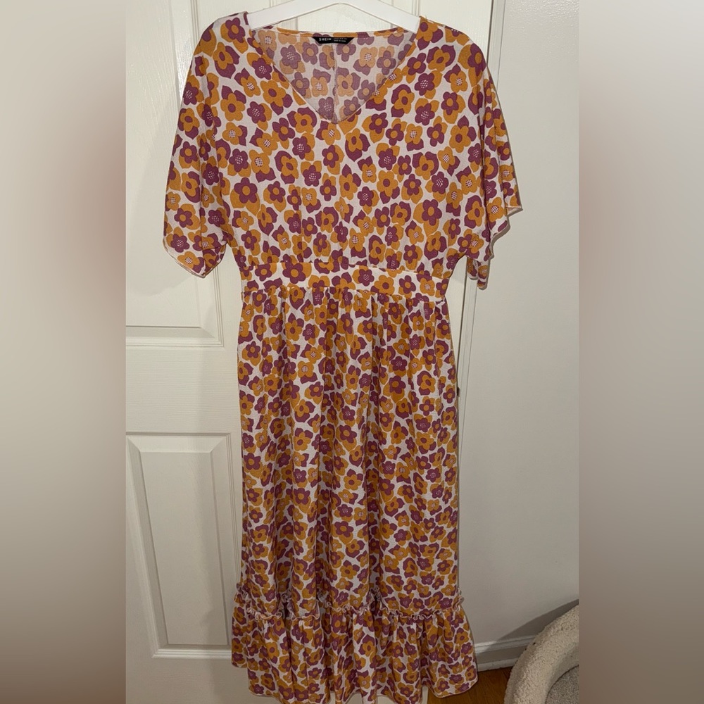 SHEIN Purple and Orange Floral Dress